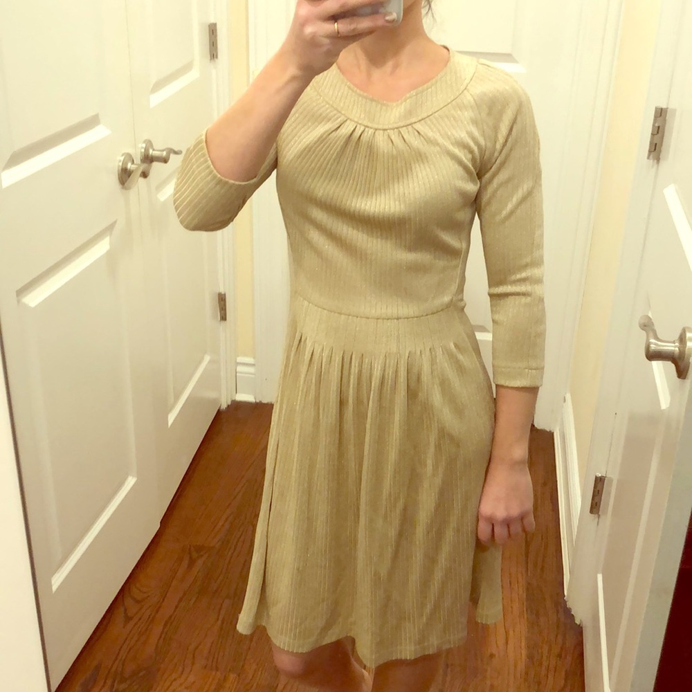 SEARLE shimmering gold dress sz 2